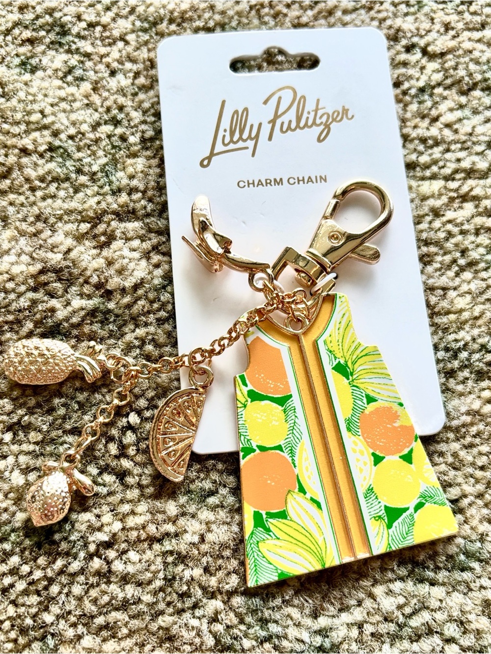 NWT Lilly Pulitzer Citrus Print Shift Dress Key Charms in Yellow and Green